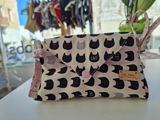 Romantic Vanity bag black and white cat cats japanese fabric