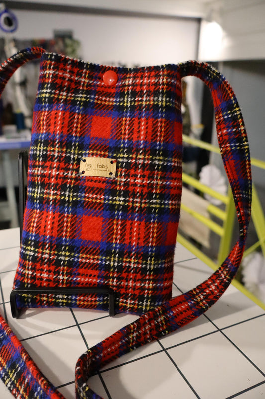 Mini crossbody bag cellphone bag cotton gift idea trip idea tartan lovers