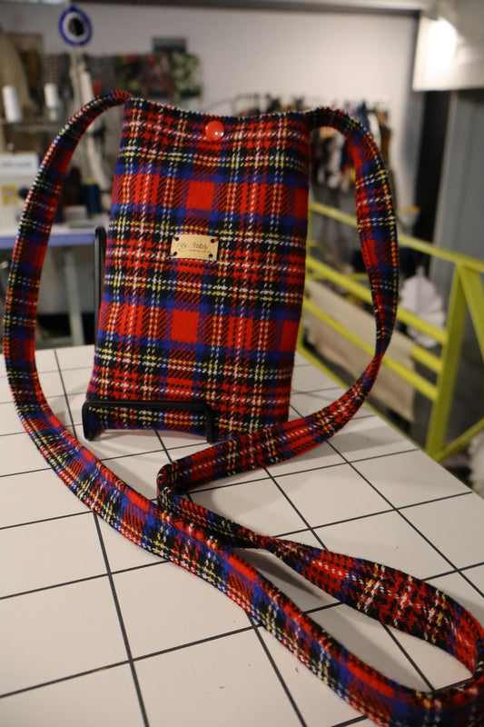 Mini crossbody bag cellphone bag cotton gift idea trip idea tartan lovers
