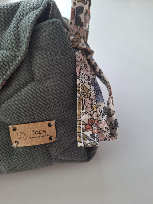 Romantic Vanity bag velvet green and flowers